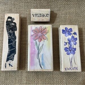 Hampton Art Wood Mounted Rubber Stamps